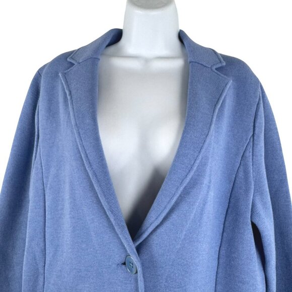 Talbots Sweater Blazer Jacket Large Blue Solid Cotton Blend Academia NWT CJ-1925 - Picture 3 of 10